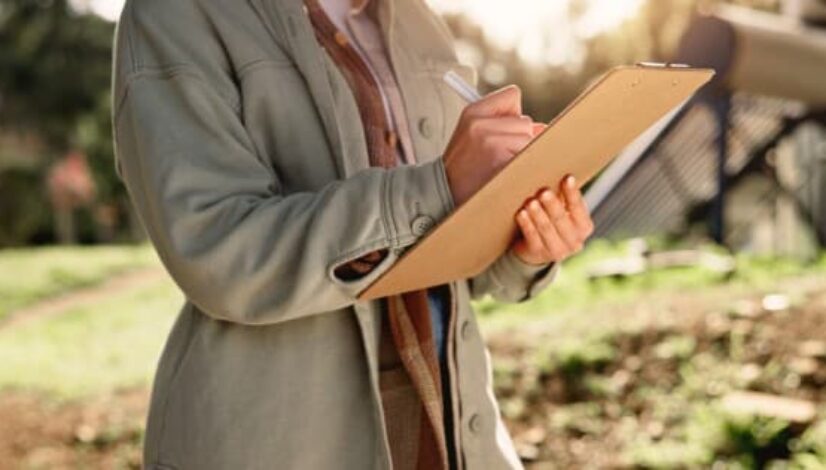 Writing, checklist and hands of person on (1)